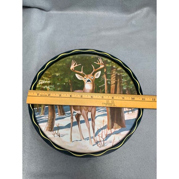 Vintage James  L. Artig Metal Tray Deer-Themed Decorative Metal Tin with Buck 19 - Picture 8 of 11